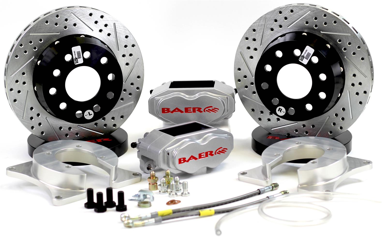 Baer Brakes SS4+ Disc Brake Systems 4012000S Kit, SS4+, Rear, Cross-drilled/Slotted Rotors, 4-piston Silver Powdercoated Calipers, Scion, Subaru, Toyota, Kit