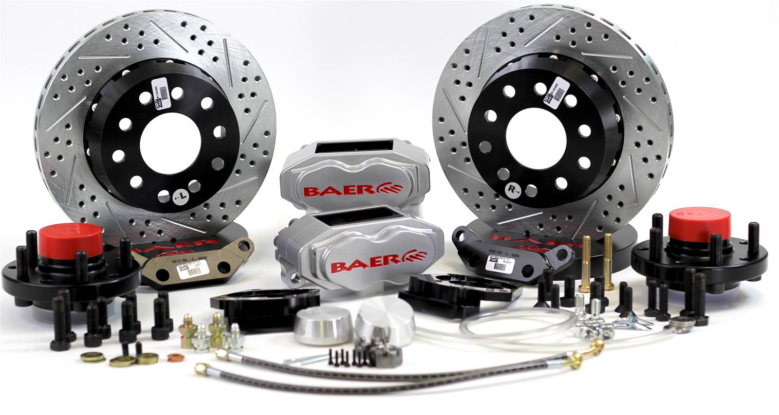 Baer Brakes SS4+ Disc Brake Systems 4141049S Kits, SS4 Plus Systems, Front, Cross-drilled/Slotted Rotors, 4-piston Silver Powdercoated Calipers, Dodge, Plymouth, Kit