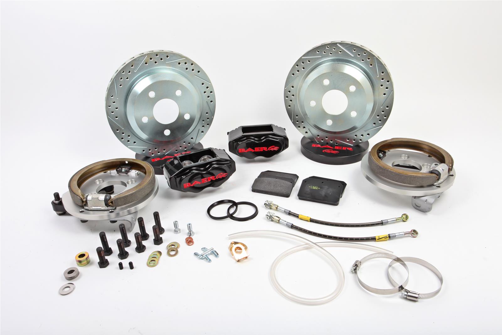 Baer Brakes SS4 Disc Brake Systems 4262337B Kits, Systems, Rear, Cross-drilled/Slotted Rotors, 4-piston Black Powdercoated Calipers, Lincoln, Kit