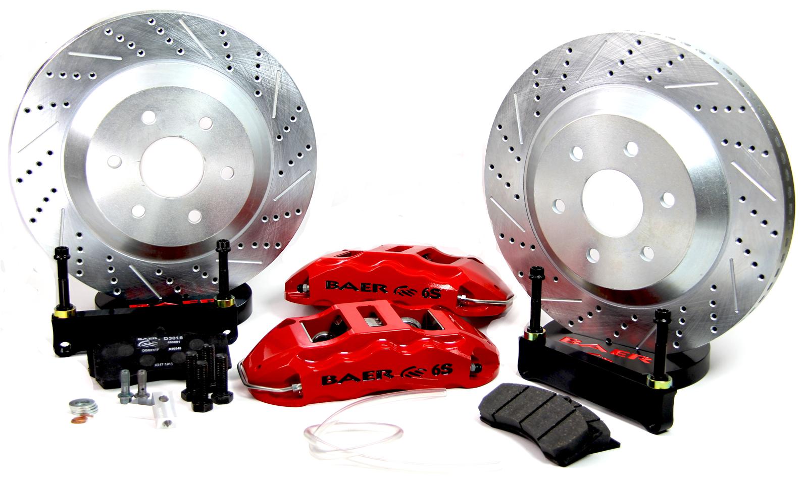 Baer Brakes Claw Extreme+ Disc Brake Systems 4261061R Kits, Extreme Plus Systems, Front, Cross-drilled/Slotted Rotors, 6-piston Red Powdercoated Calipers, Ford, Kit
