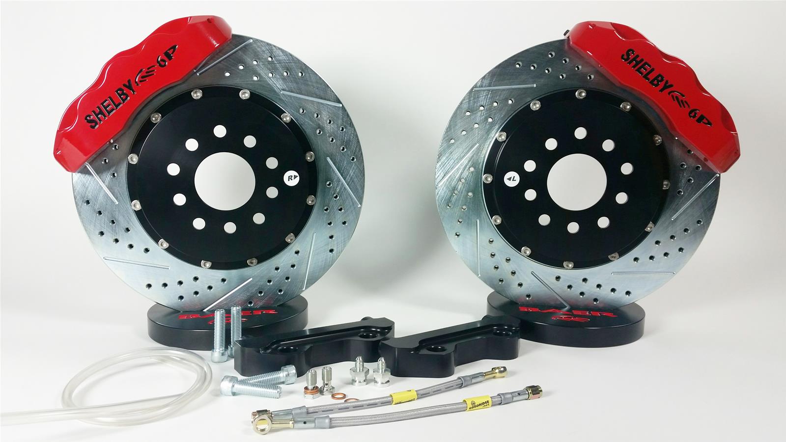 Baer Brakes Claw Pro+ Disc Brake Systems 4261238R Kits, Pro Plus Systems, Front, Cross-drilled/Slotted Rotors, 6-piston Red Powdercoated Calipers, Ford, Kit thumbnail 2