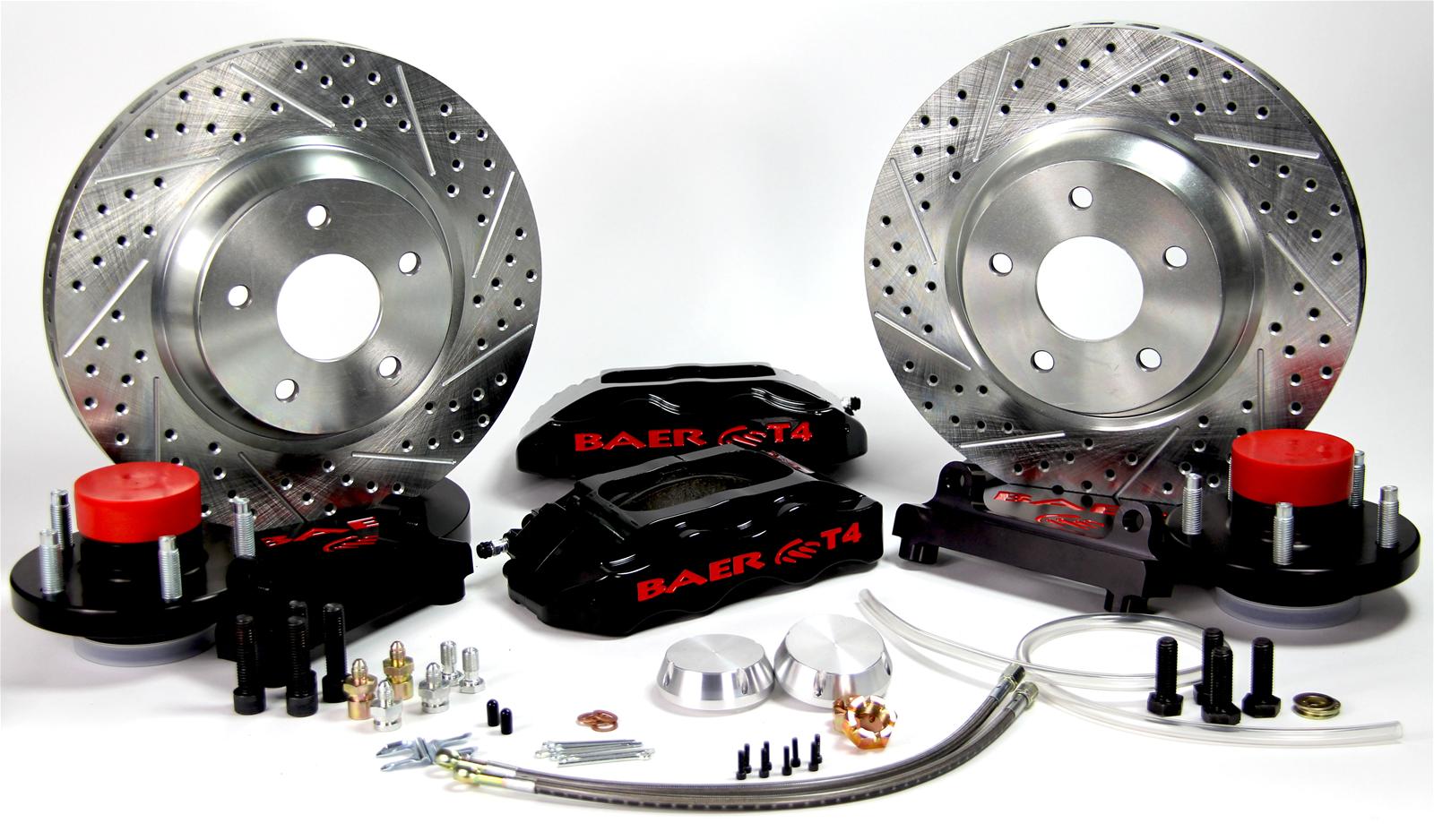 Baer Brakes Track4 Disc Brake Systems 4261288B Kits, Systems, Front, Cross-drilled/Slotted Rotors, Black Calipers, Designed for Use with Wilwood Pro Spindles, RWD, Kit