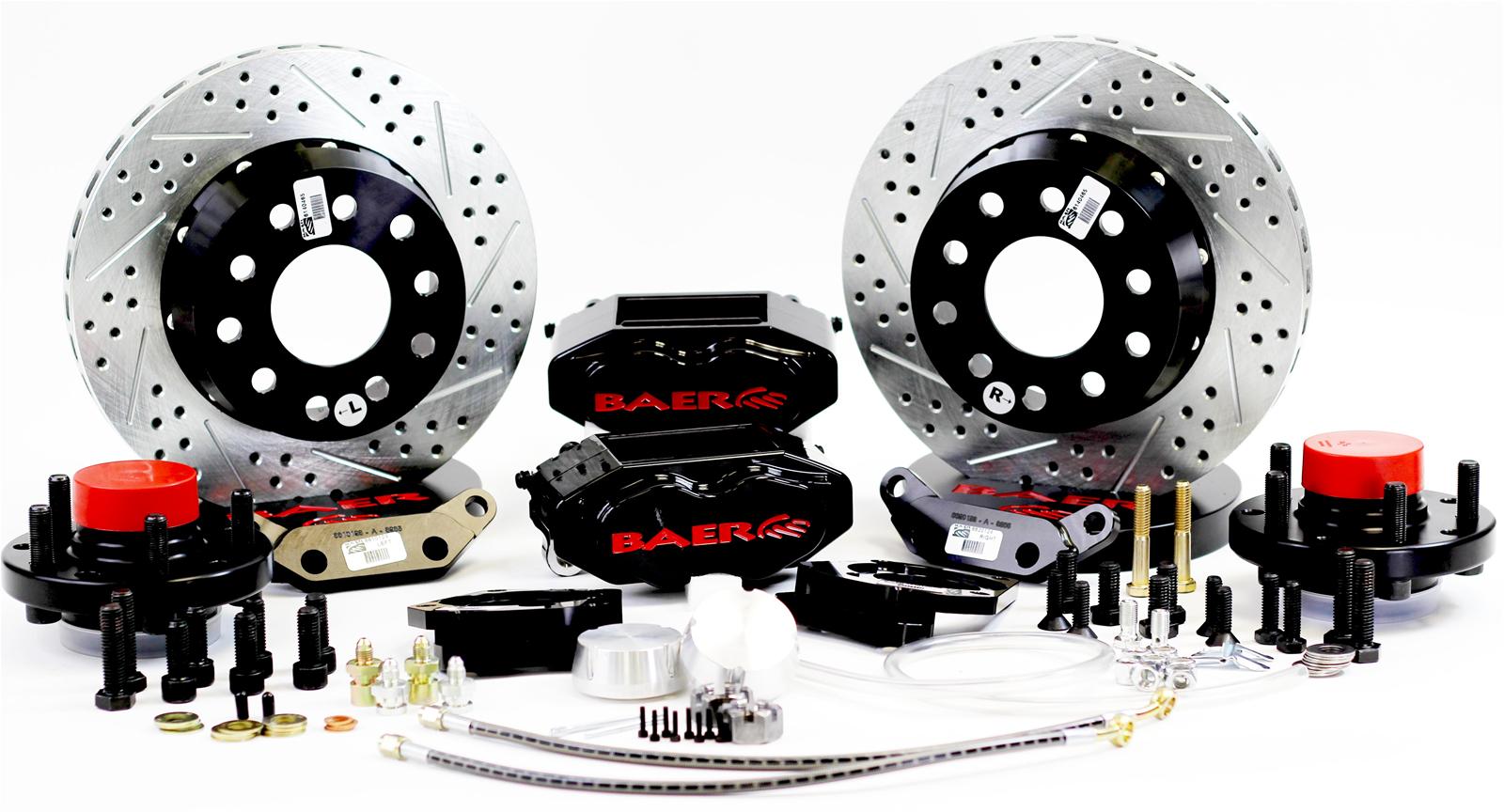 Baer Brakes SS4+ Disc Brake Systems 4261354B Kits, SS4 Plus Systems, Front, Cross-drilled/Slotted Rotors, 4-piston Black Powdercoated Calipers, Ford, Kit