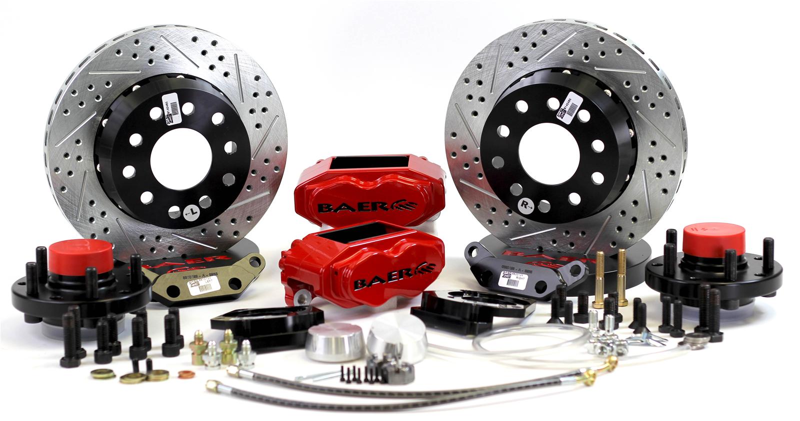 Baer Brakes SS4+ Disc Brake Systems 4261357R Kits, SS4 Plus Systems, Front, Cross-drilled/Slotted Rotors, 4-piston Red Powdercoated Calipers, Ford, Mercury, Kit
