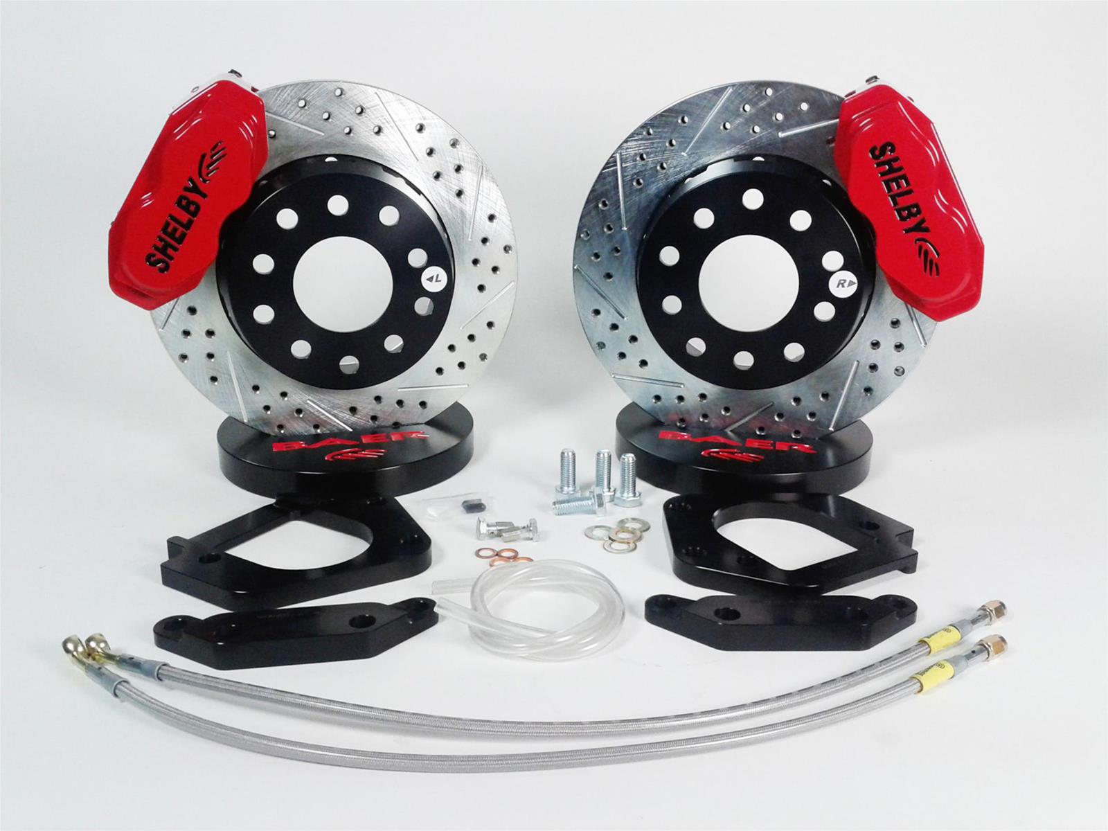 Baer Brakes SS4+ Disc Brake Systems 4261420R Kits, SS4 Plus Systems, Front, Cross-drilled/Slotted Rotors, 4-piston Red Powdercoated Calipers, Shelby, Kit