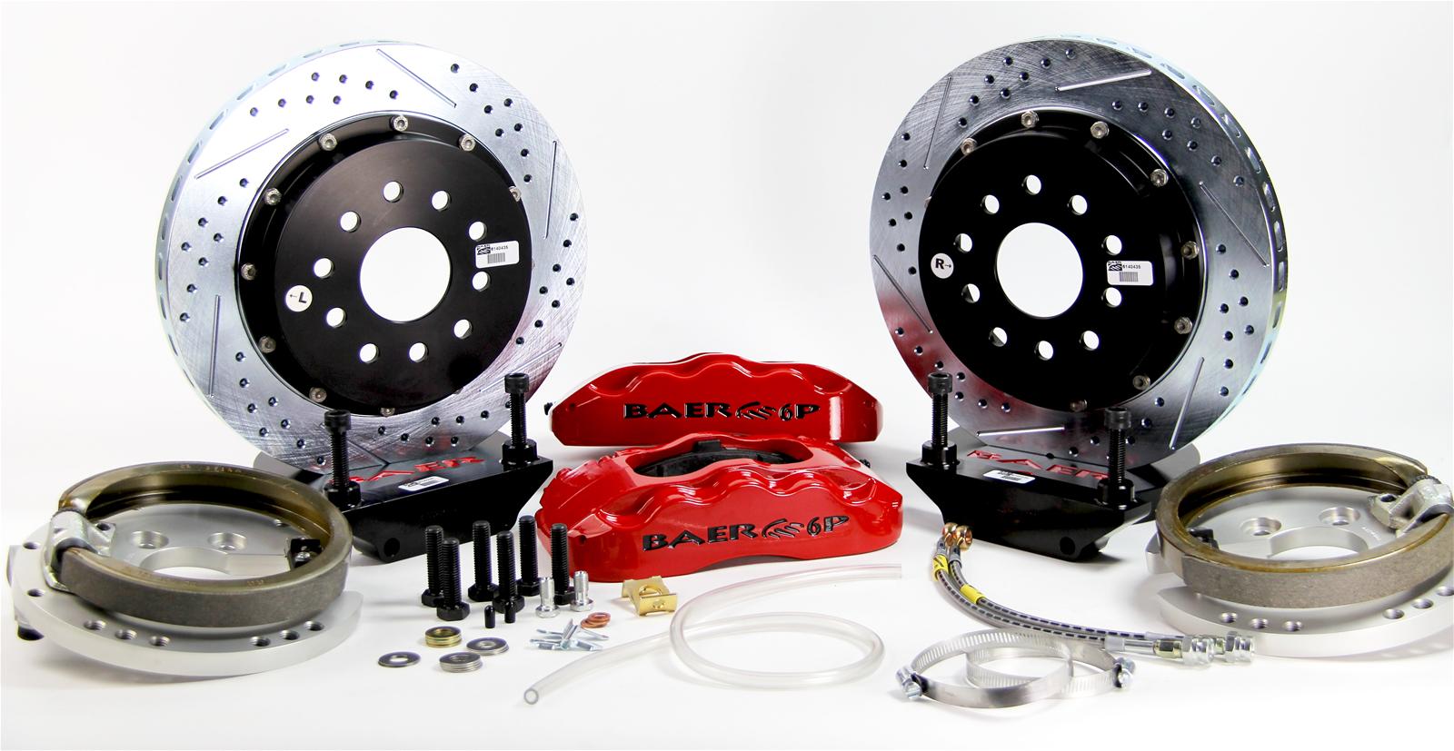Baer Brakes Claw Pro+ Disc Brake Systems 4262286R Kits, Pro Plus Systems, Rear, Cross-drilled/Slotted Rotors, 6-piston Red Powdercoated Calipers, Ford, Kit