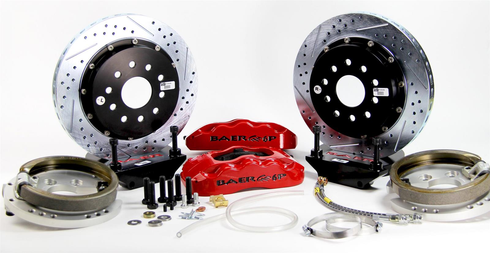 Baer Brakes Claw Pro+ Disc Brake Systems 4262293R Kits, Pro Plus Systems, Rear, Cross-drilled/Slotted Rotors, 6-piston Red Powdercoated Calipers, Ford, Kit thumbnail 2