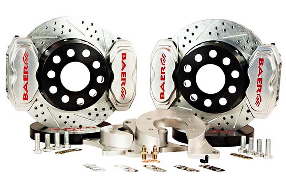 Baer Brakes SS4+ Disc Brake Systems 4262319C Kits, SS4 Plus, Rear, Cross-drilled/Slotted Rotors, Clear Powdercoat Calipers, GM 8.5/8.875 in. (12-bolt) Pass. Car, Small Ford Flange, Kit