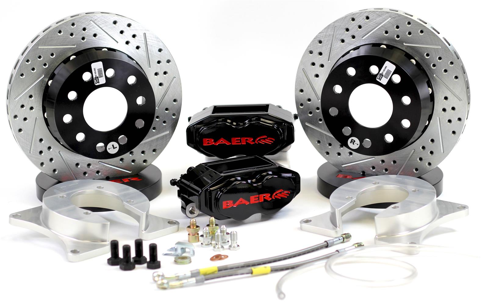 Baer Brakes SS4+ Disc Brake Systems 4262325B Kits, SS4 Plus Systems, Rear, Cross-drilled/Slotted Rotors, Black Powdercoated Calipers, Ford 8/9 in., Torino Bearing, RWD, Kit