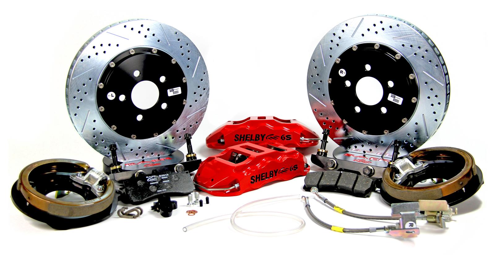 Baer Brakes Claw Extreme+ Disc Brake Systems 4262340R Kits, Extreme Plus Systems, Rear, Cross-drilled/Slotted Rotors, 6-piston Red Powdercoated Calipers, Ford, Kit