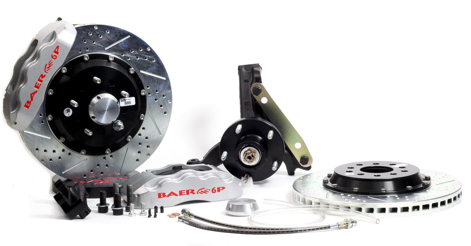 Baer Brakes Claw Pro+ Disc Brake Systems 4301362S Kits, Pro Plus Systems, Front, Cross-drilled/Slotted Rotors, 6-piston Silver Powdercoat Calipers, Chevy, 5.7L LT, Kit thumbnail 2