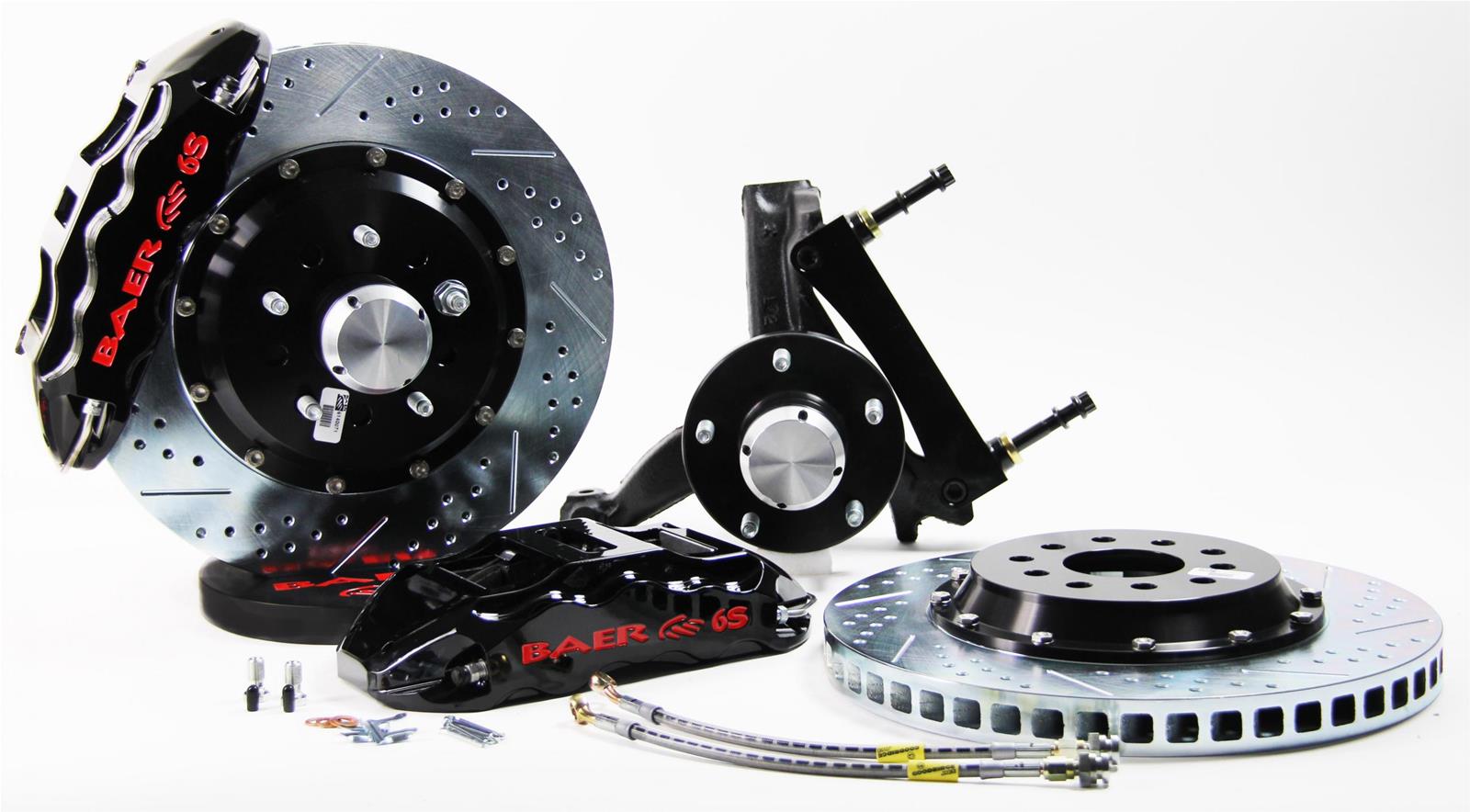 Baer Brakes Claw Extreme+ Disc Brake Systems 4301369B Kit, Extreme+, Front, Cross-drilled/Slotted Rotors, 6-piston Black Powdercoated Calipers, Buick, Chevy, Oldsmobile, Pontiac, Kit