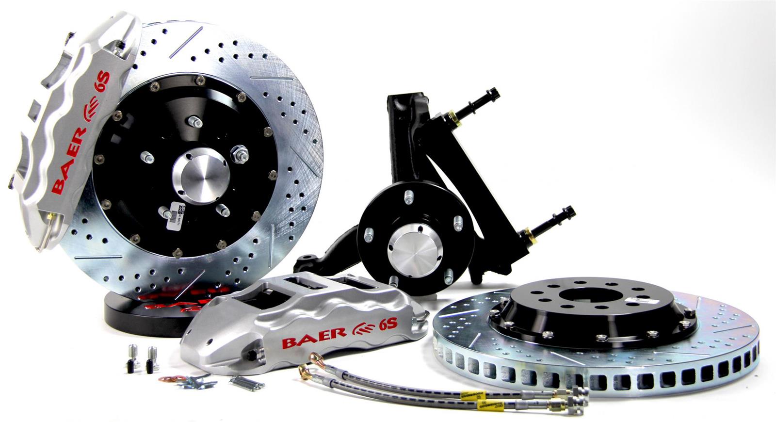 Baer Brakes Claw Extreme+ Disc Brake Systems 4301369S Kit, Extreme+, Front, Cross-drilled/Slotted Rotors, 6-piston Silver Powdercoated Calipers, Buick, Chevy, Oldsmobile, Pontiac, Kit