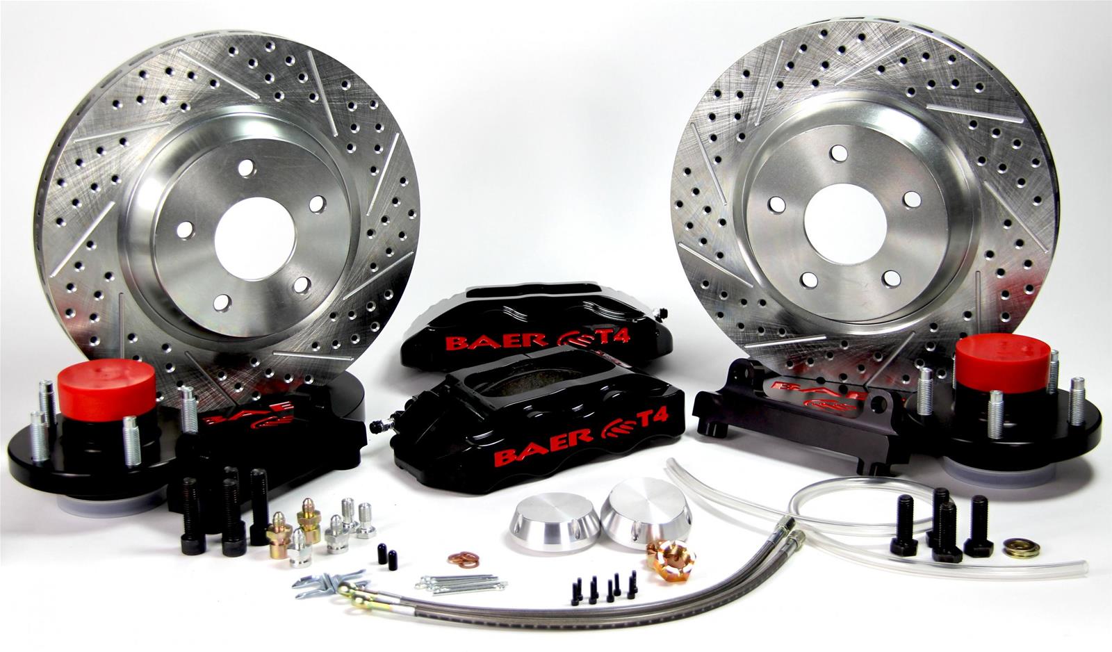 Baer Brakes Track4 Disc Brake Systems 4301399B Kit, Track4, Front, Cross-drilled/Slotted Rotors, 4-piston Black Powdercoated Calipers, Buick, Chevy, Oldsmobile, Pontiac, Kit