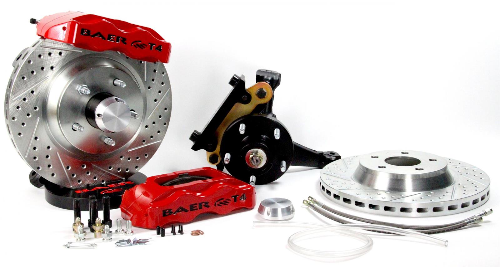 Baer Brakes Track4 Disc Brake Systems for 1982-1992 CAMARO, FIREBIRD - 4301403R Kit, Track4, Front, Cross-drilled/Slotted Rotors, 4-piston Red Powdercoated Calipers, Chevy, Pontiac, Kit thumbnail 2