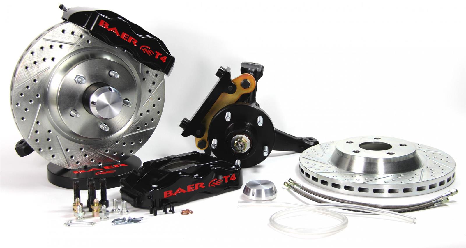 Baer Brakes Track4 Disc Brake Systems 4301407B Kit, Track4, Front, Cross-drilled/Slotted Rotors, 4-piston Black Powdercoated Calipers, Buick, Chevy, GMC, Oldsmobile, Pontiac, Kit thumbnail 2