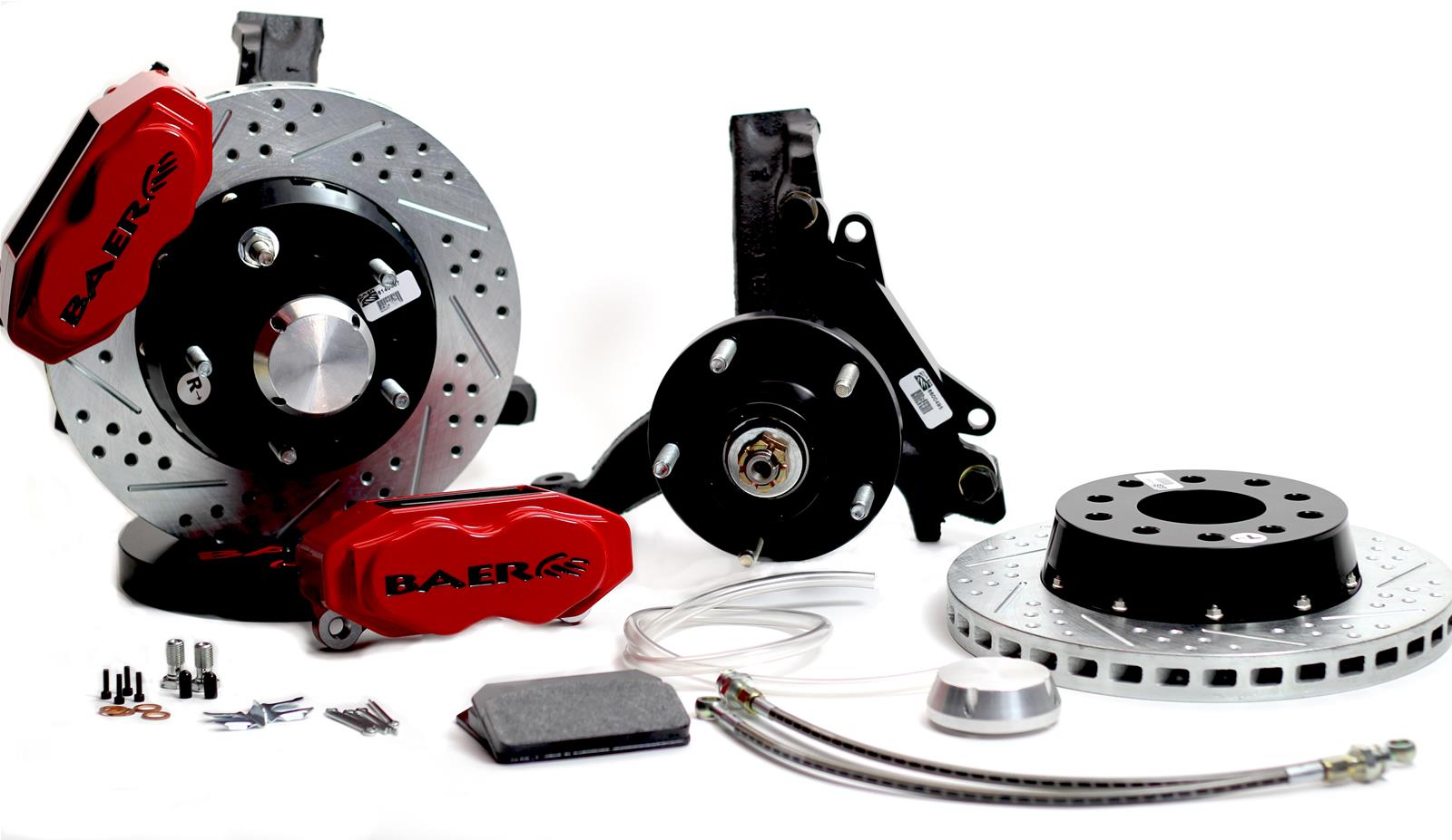 Baer Brakes SS4+ Disc Brake Systems 4301462B Brakes, System, Front, Cross-drilled/Slotted Surface Rotors, 4-piston Black Calipers, Buick, Chevy, Kit