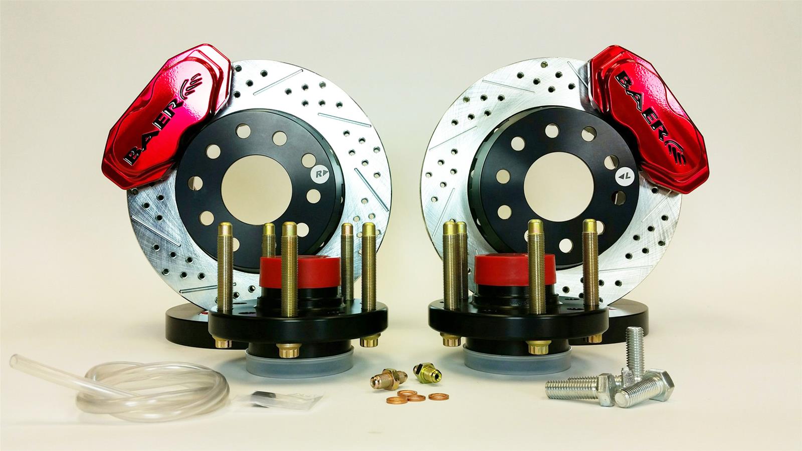 Baer Brakes SS4+ Deep Stage Drag Race Disc Brake Kits 4301452FR Kit, Stage, Front, 4-Piston Caliper, Fire Red Powdercoated, Drilled/Slotted, Buick, Chevy, Oldsmobile, Pontiac, Kit