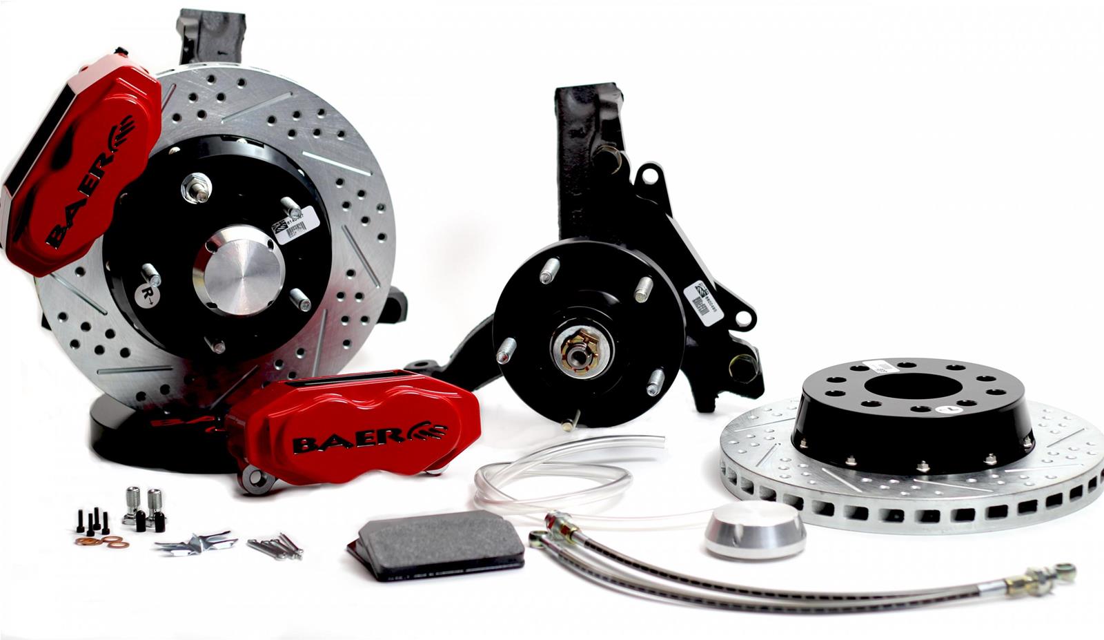 Baer Brakes SS4+ Disc Brake Systems 4301460R Kit, SS4+, Front, Cross-drilled/Slotted Rotors, 4-piston Red Powdercoated Calipers, Buick, Chevy, GMC, Oldsmobile, Pontiac, Kit thumbnail 2