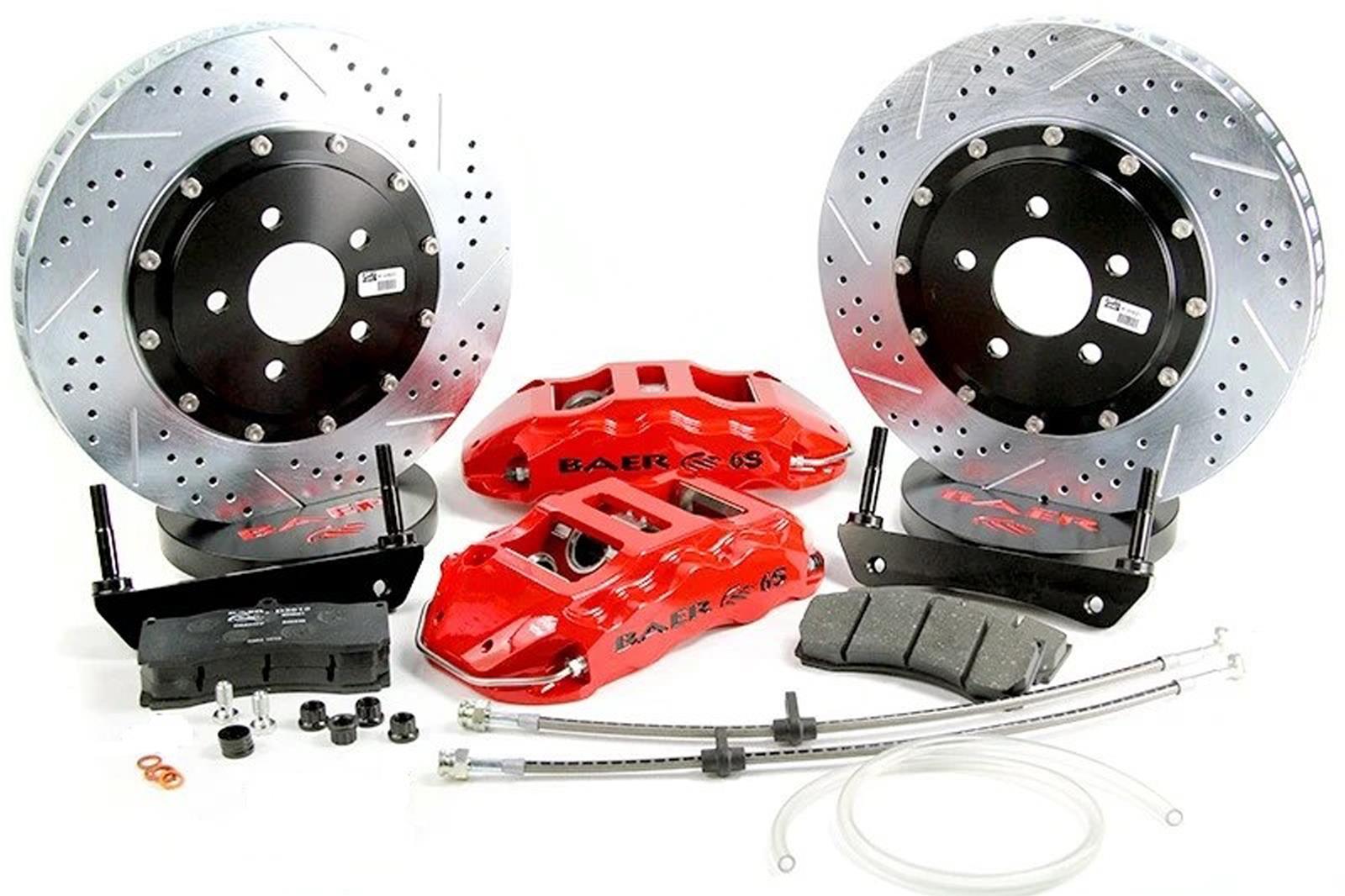Baer Brakes Claw Extreme+ Disc Brake Systems for 2009-2025 F-150 - 4261397R Kits, Extreme Plus Systems, Front, Cross-drilled/Slotted Rotors, 6-piston Red Powdercoated Calipers, Ford, Kit