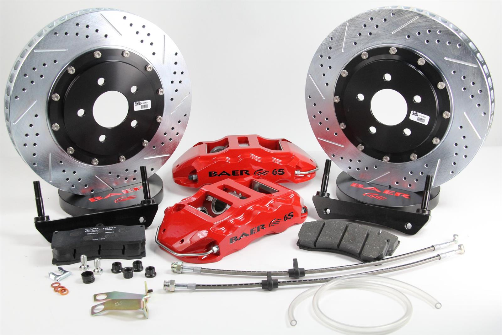 Baer Brakes Claw Extreme+ Disc Brake Systems for 1963-1982 CORVETTE - 4302125R Kit, Extreme+, Rear, Cross-drilled/Slotted Rotors, 6-piston Red Powdercoated Calipers, Chevy, Kit