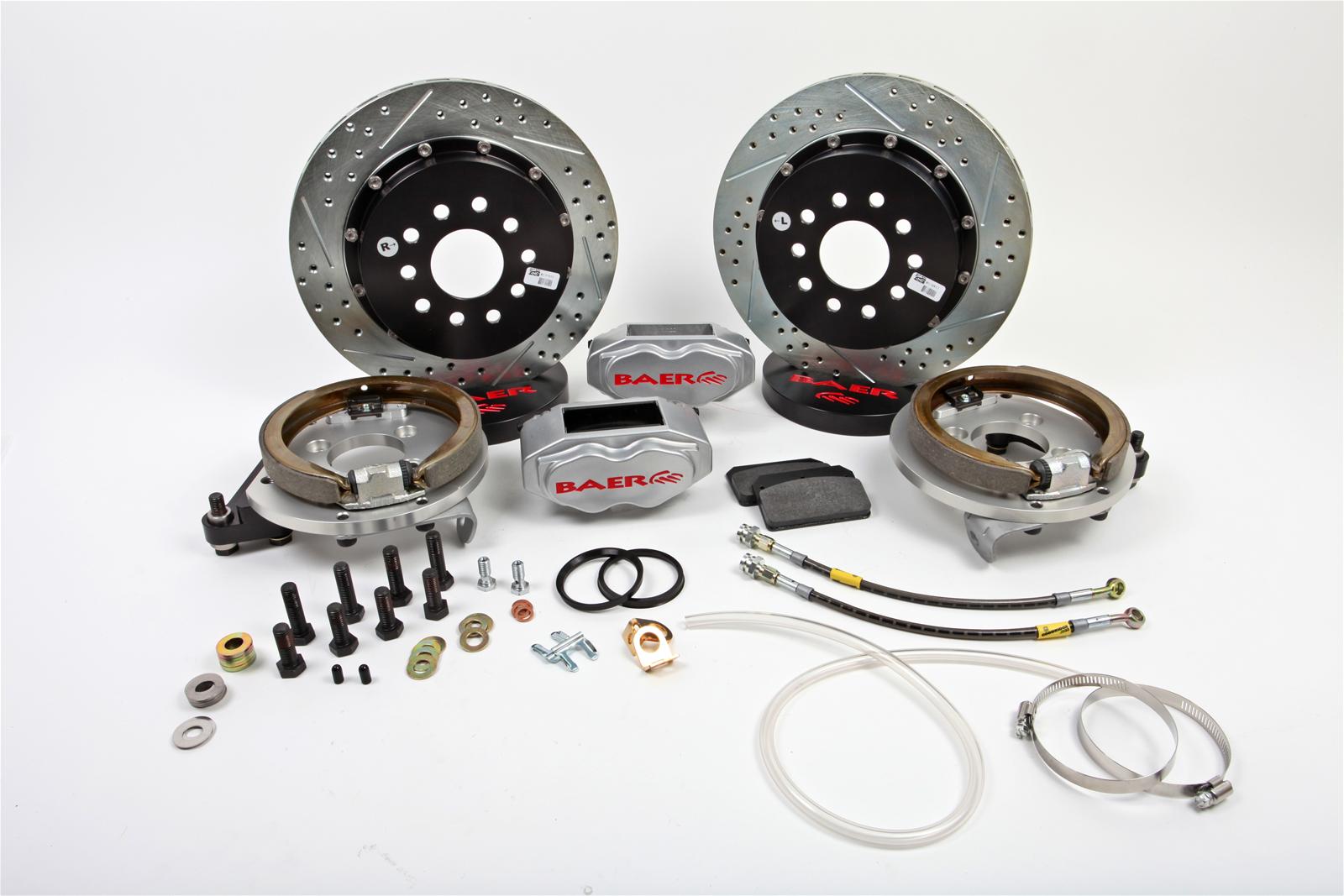 Baer Brakes SS4 Disc Brake Systems 4302309S Kit, SS4, Rear, Cross-drilled/Slotted Rotors, 4-piston Silver Powdercoated Calipers, Buick, Chevy, GMC, Oldsmobile, Pontiac, Kit