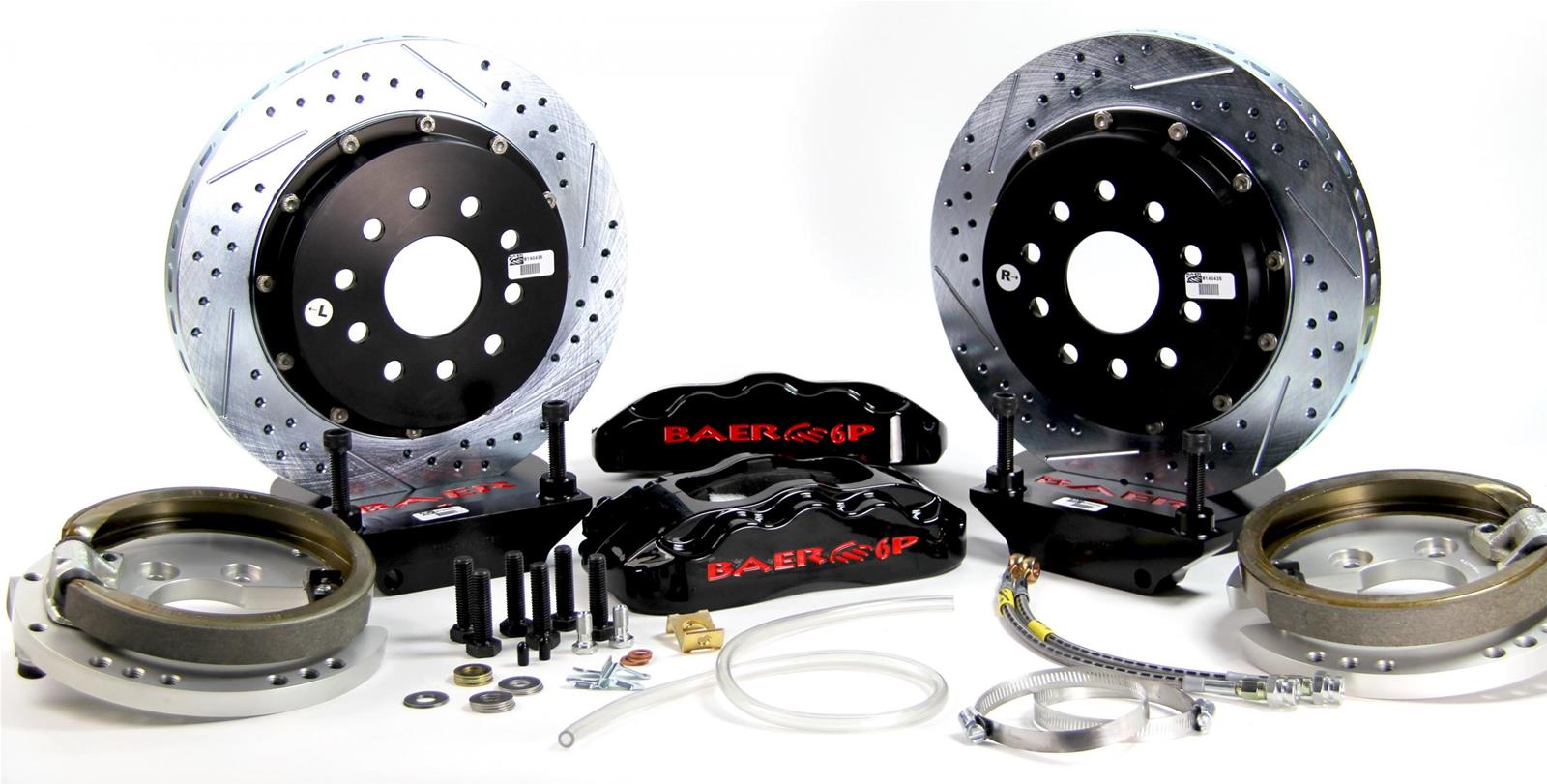Baer Brakes Claw Pro+ Disc Brake Systems 4302425B Kit, Pro+, Rear, Cross-drilled/Slotted Rotors, 6-piston Black Powdercoated Calipers, Buick, Chevy, Oldsmobile, Pontiac, Kit