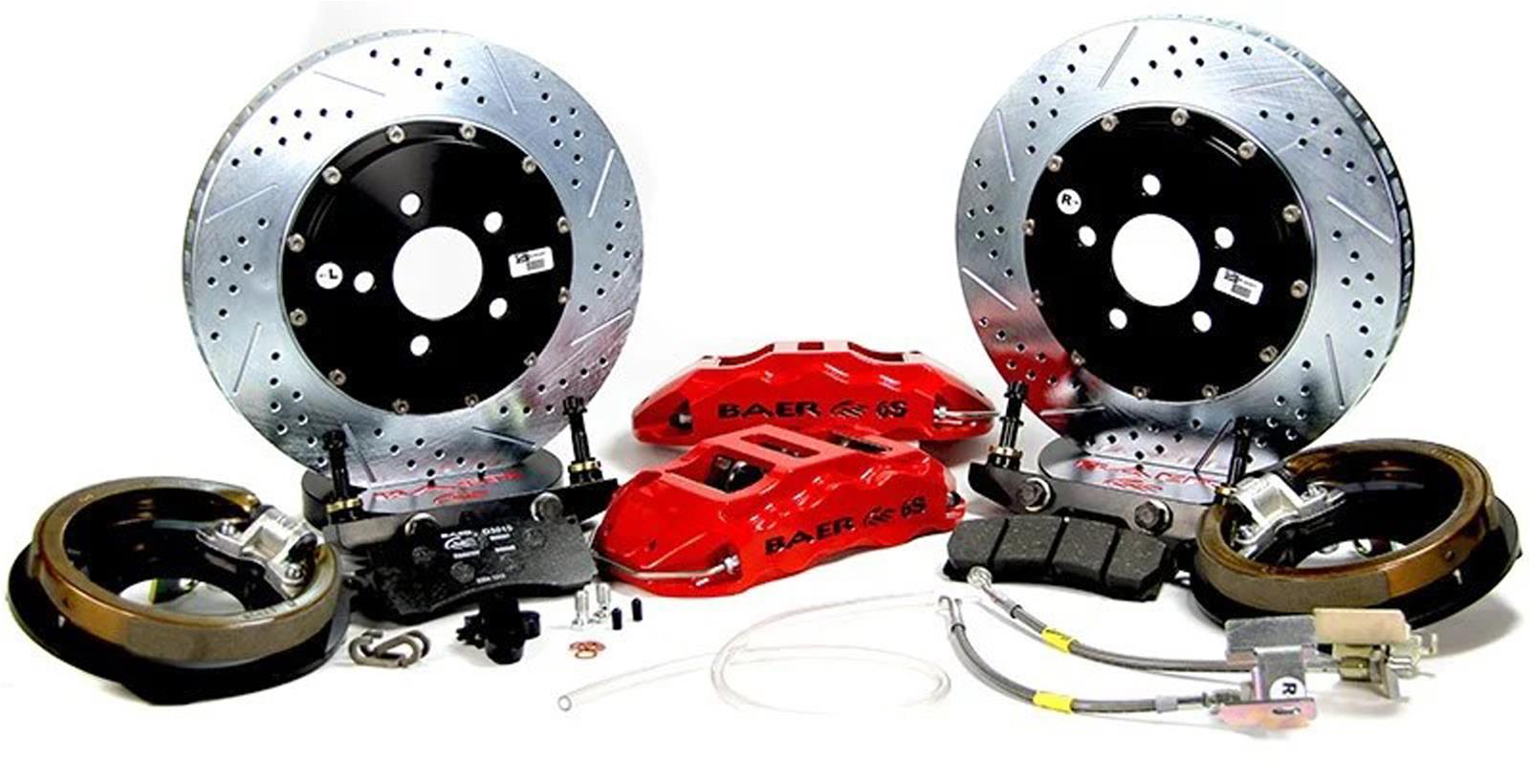 Baer Brakes Claw Extreme+ Disc Brake Systems 4302481R Kits, Rear, Extreme+, 14 in. Rotor, 6 Piston, Red Powdercoated, For C6 Floating Axles Only, Kit