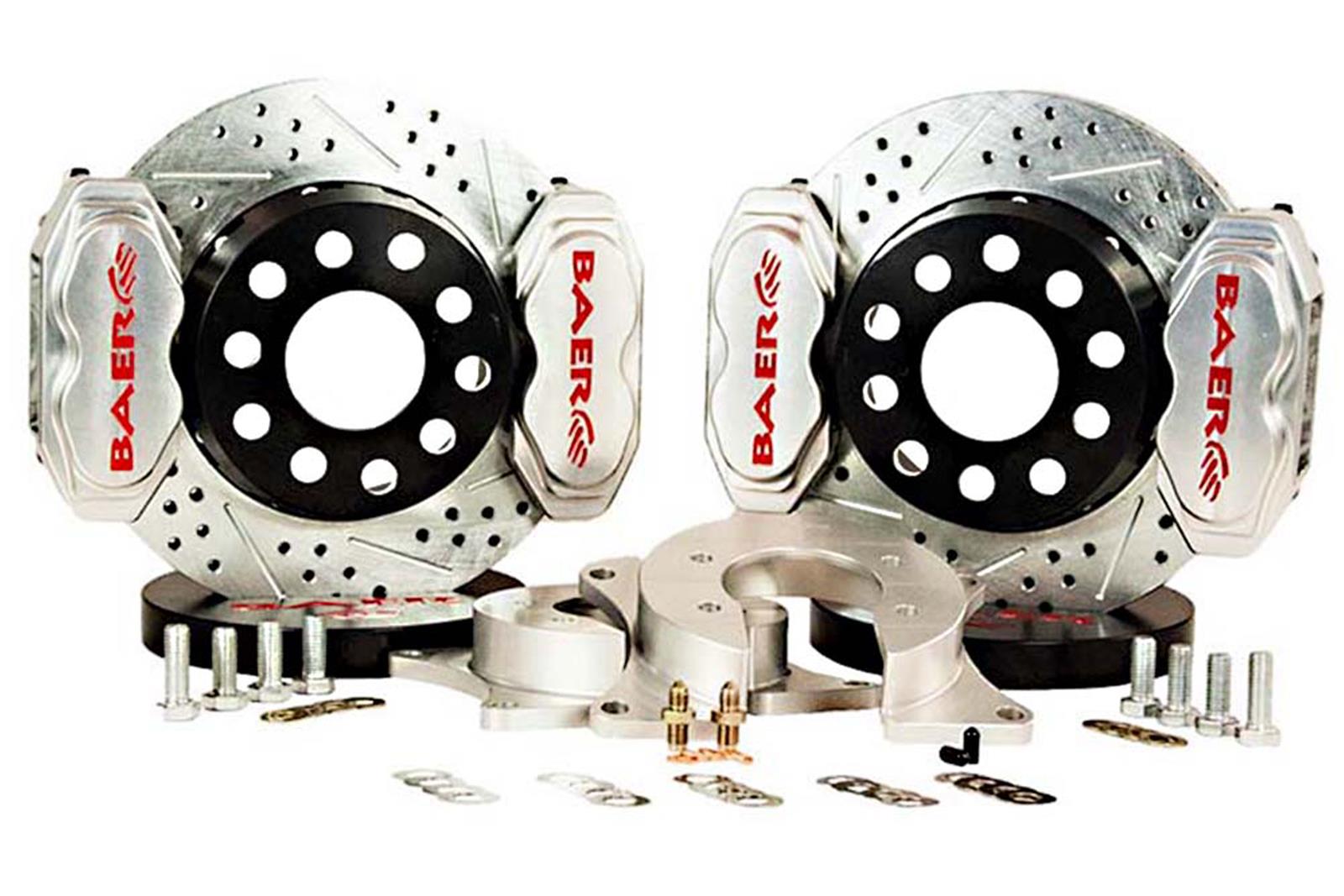 Baer Brakes SS4+ Disc Brake Systems 4262320C Kits, SS4 Plus Systems, Rear, Cross-drilled/Slotted Rotors, Clear Powdercoated Calipers, Ford 9 in., Small Ford Flange, RWD, Kit