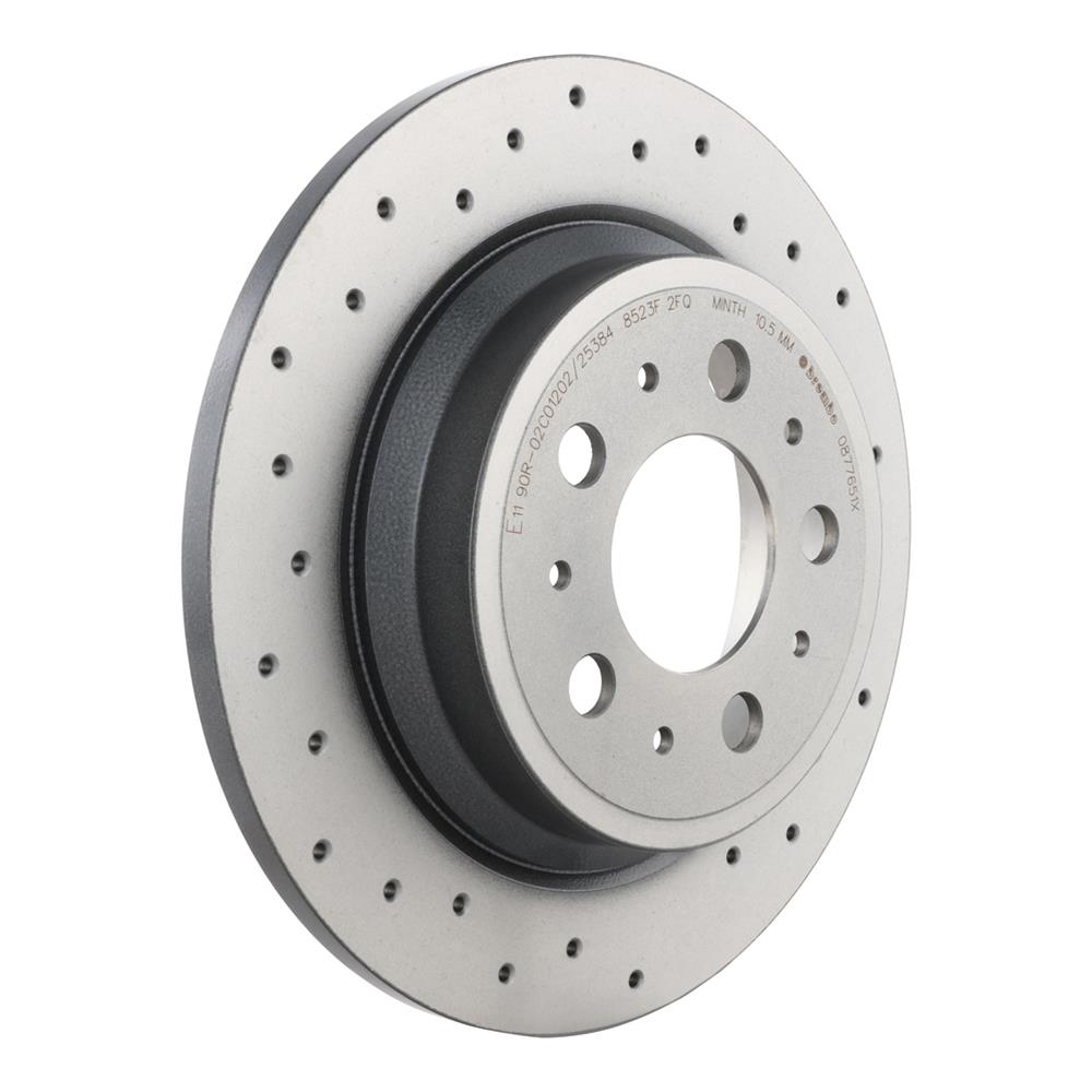 Brembo Xtra Drilled Performance Rotors 08.7765.1X Brake Rotor, Brembo, Solid, Cross-Drilled Surface, 11.02 in. Diameter, Iron, UV-Coated, Volvo, Each thumbnail 5