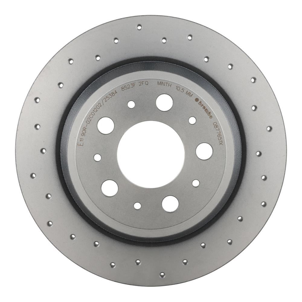 Brembo Xtra Drilled Performance Rotors 08.7765.1X Brake Rotor, Brembo, Solid, Cross-Drilled Surface, 11.02 in. Diameter, Iron, UV-Coated, Volvo, Each thumbnail 3