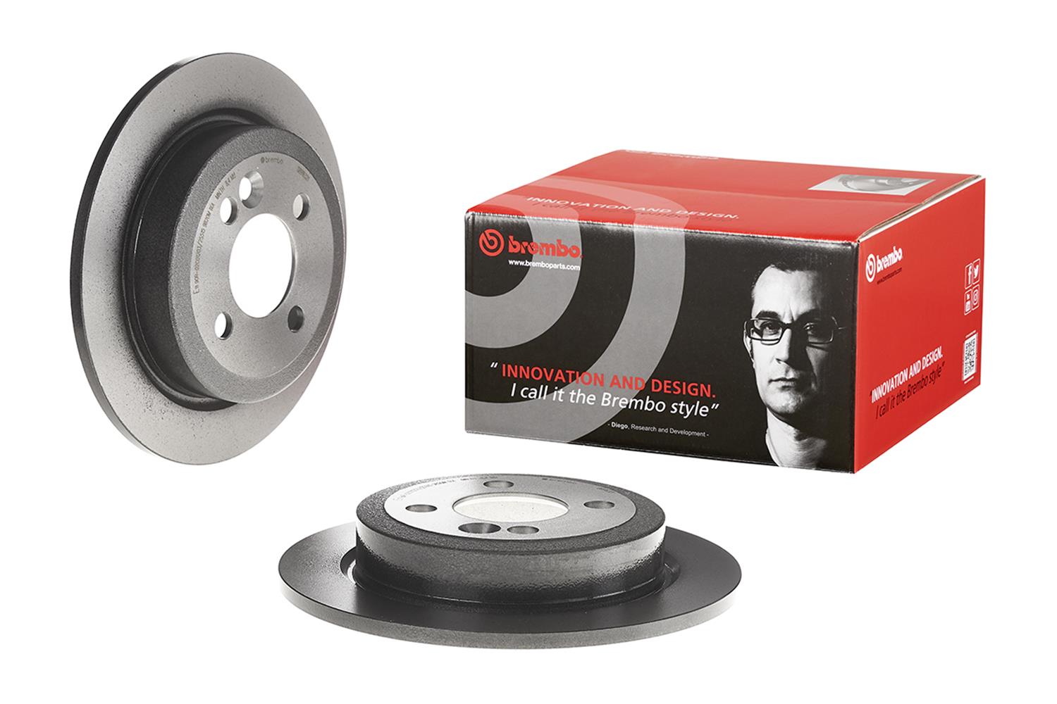 Brembo Premium UV Coated Brake Rotors 08.9163.21 Rotor, Brembo, Solid, Solid Surface, 10.2 in. Diameter, Iron, UV-Coated, Mini Cooper, Each thumbnail 6