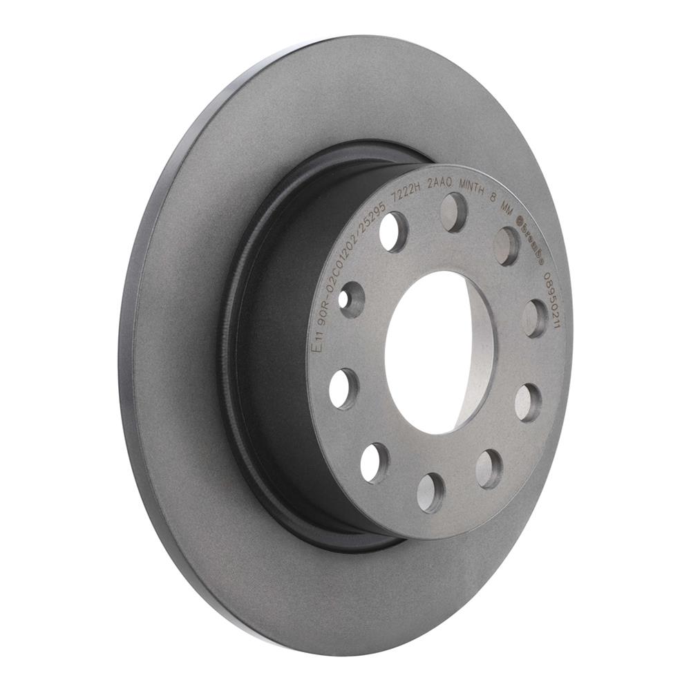 Brembo Premium UV Coated Brake Rotors 08.9502.11 Rotor, Brembo, Solid, Solid Surface, 9.96 in. Diameter, Iron, UV-Coated, Audi, Each