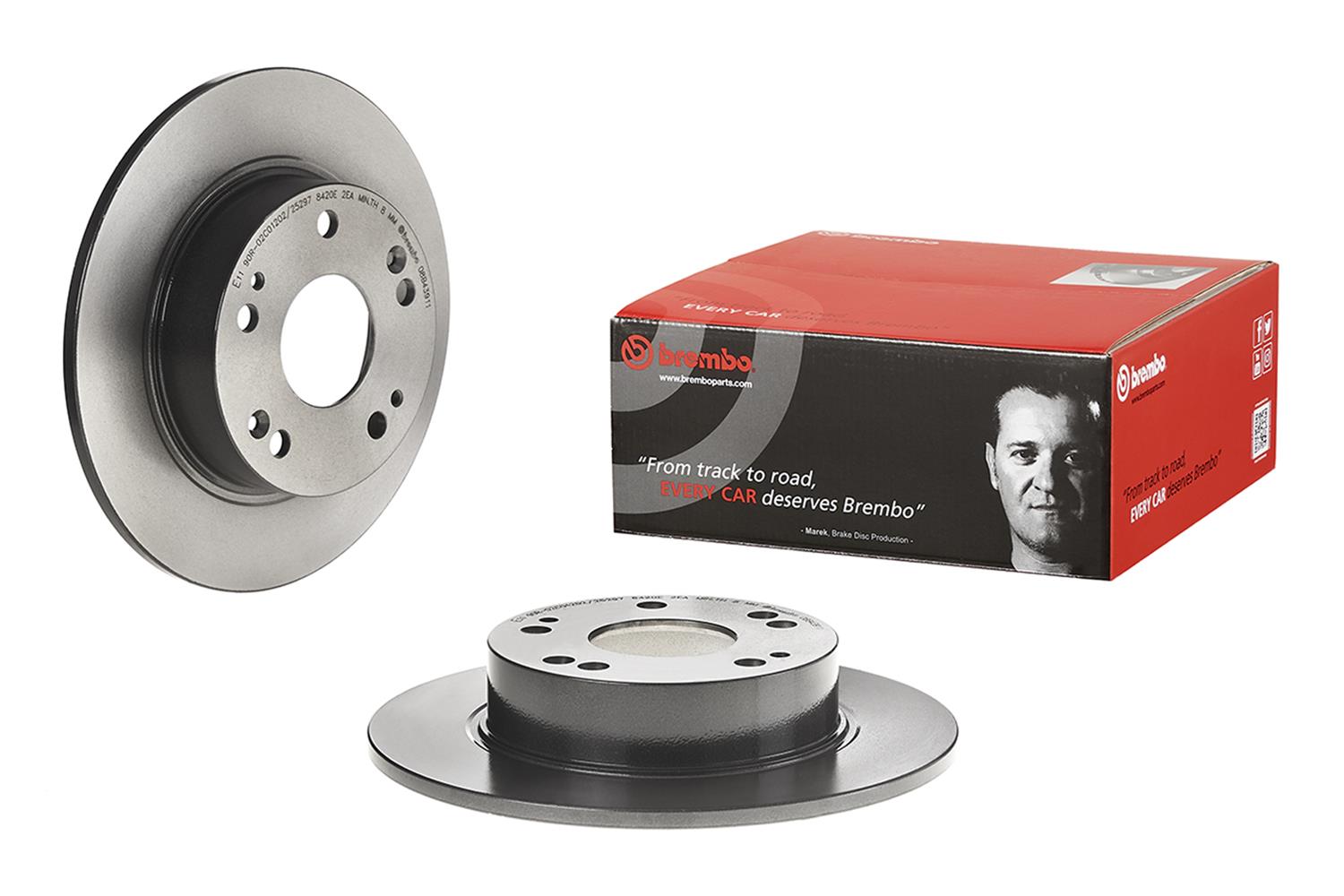 Brembo Premium UV Coated Brake Rotors 08.B439.11 Rotor, Brembo, Solid, Solid Surface, 10.24 in. Diameter, Iron, UV-Coated, For use on Acura®, Each thumbnail 7