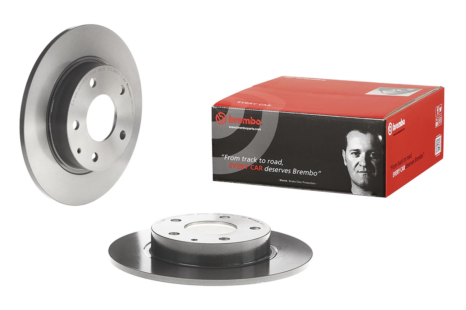 Brembo Premium UV Coated Brake Rotors 08.C653.11 Rotor, Brembo, Solid, Solid Surface, 10.43 in. Diameter, Iron, UV-Coated, Mazda, Each thumbnail 6
