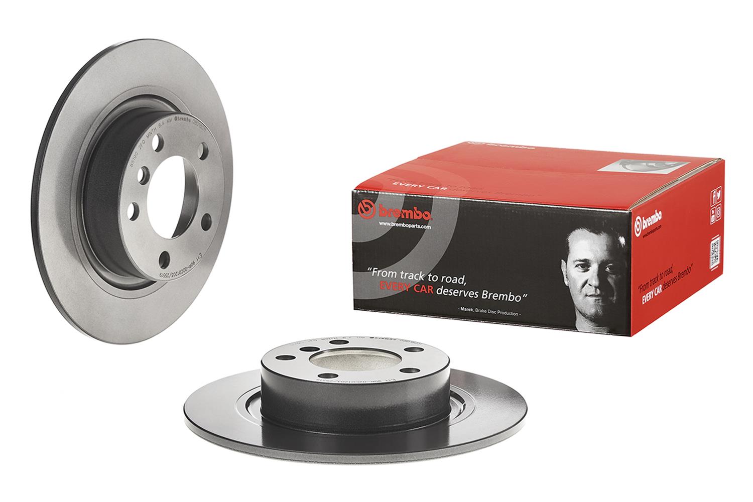 Brembo Premium UV Coated Brake Rotors 08.D180.11 Rotor, Brembo, Solid, Solid Surface, 11.61 in. Diameter, Iron, UV-Coated, Mini Cooper, Each
