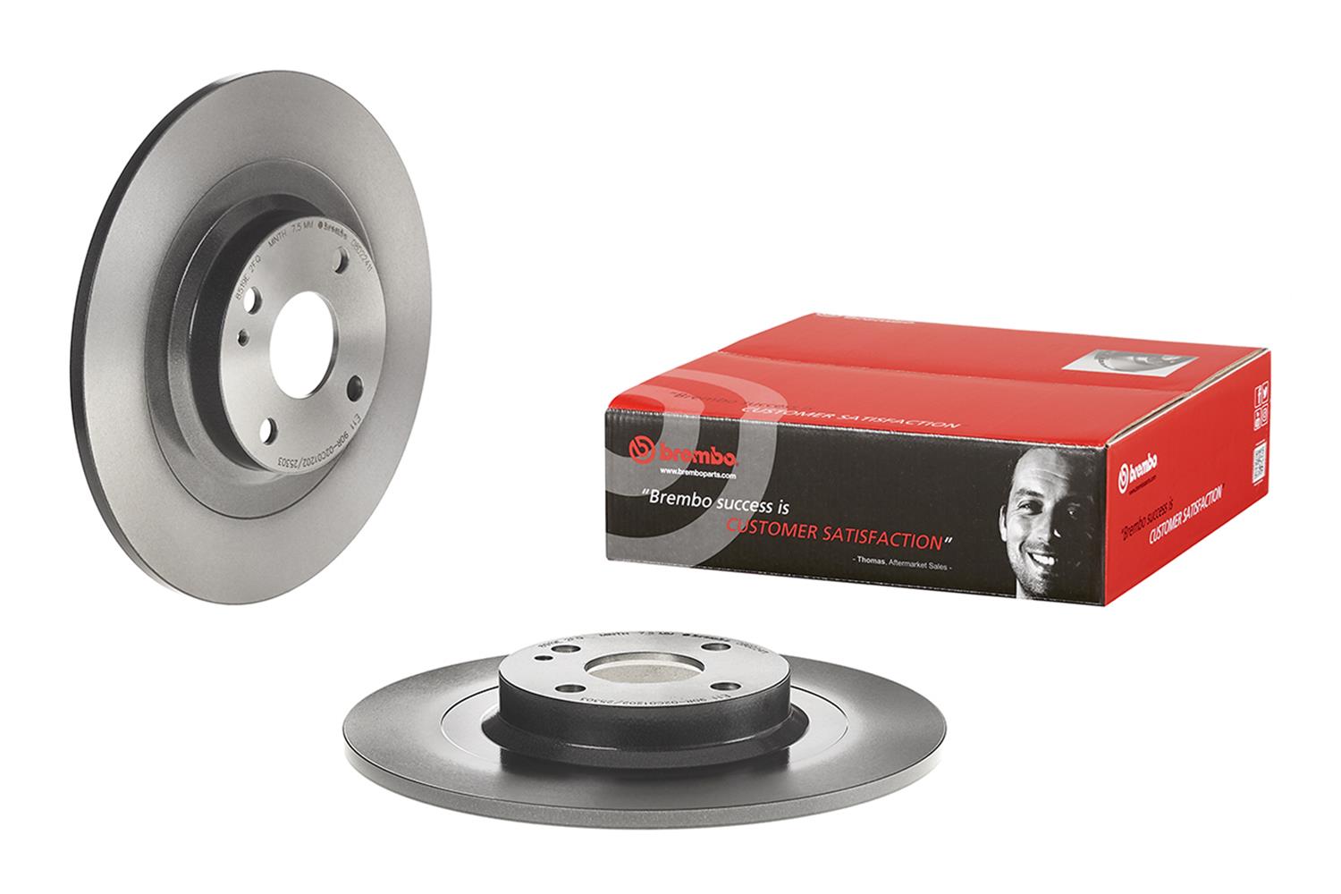 Brembo Premium UV Coated Brake Rotors 08.D224.11 Rotor, Brembo, Solid, Solid Surface, 11.02 in. Diameter, Iron, UV-Coated, Mazda, Each thumbnail 6
