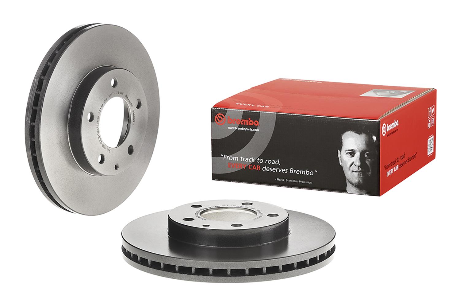 Brembo Premium UV Coated Brake Rotors 09.6863.11 Rotor, Brembo, Vented, Solid Surface, 10.79 in. Diameter, Iron, UV-Coated, Mazda, Each
