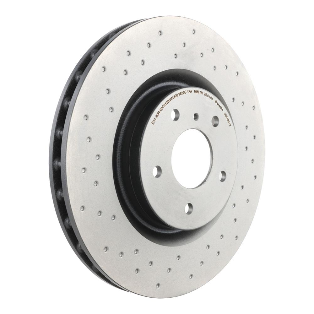 Brembo Xtra Drilled Performance Rotors for 2003-2009 350Z, 2003-2004 G35 - 09.8485.1X Brake Rotor, Brembo, Vented, Cross-Drilled Surface, 12.76 in. Diameter, Iron, UV-Coated, Infiniti, Each thumbnail 4