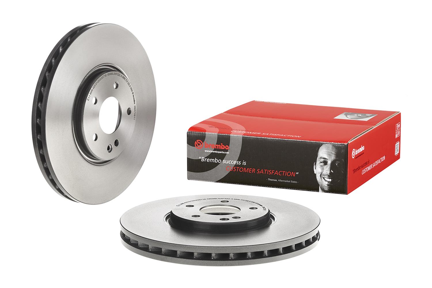 Brembo Prime UV Coated Brake Rotors for 2005-2006 CROSSFIRE, 2000-2002 E430, 2002-2004 SLK32 AMG - 09.A726.11 Rotor, Brembo, Vented, Solid Surface, 12.99 in. Diameter, Iron, UV-Coated, Chrysler, Each