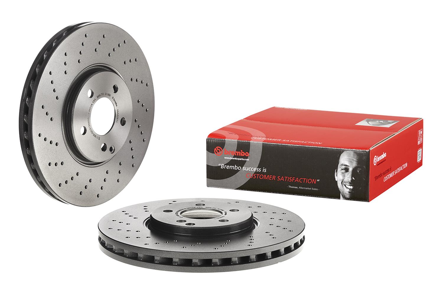 Brembo Premium UV Coated Brake Rotors 09.A828.11 Rotor, Brembo, Vented, Cross-Drilled Surface, 12.99 in. Diameter, Iron, UV-Coated, Mercedes-Benz, Each