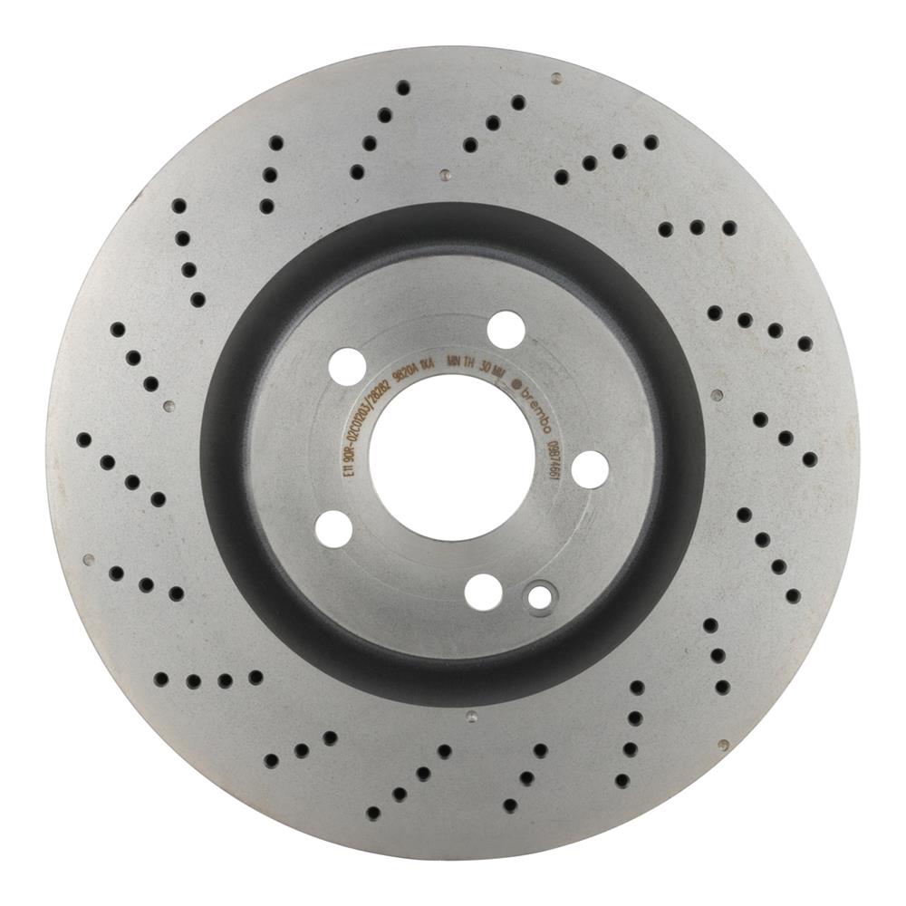 Brembo Prime UV Coated Brake Rotors for 2012-2015 C250, 2010-2017 E550 - 09.B746.61 Rotor, Brembo, Vented, Cross-Drilled Surface, 13.54 in. Diameter, Iron, UV-Coated, Mercedes-Benz, Each thumbnail 3