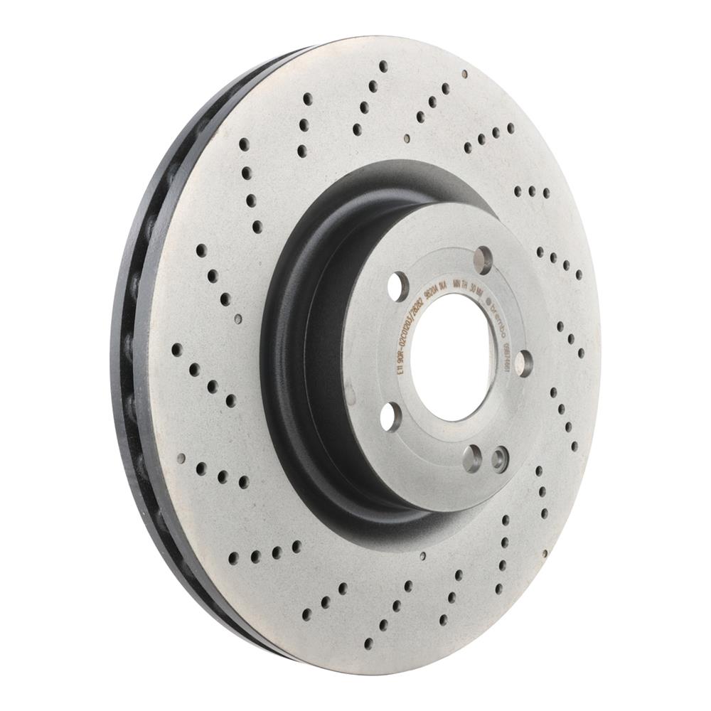 Brembo Prime UV Coated Brake Rotors for 2012-2015 C250, 2010-2017 E550 - 09.B746.61 Rotor, Brembo, Vented, Cross-Drilled Surface, 13.54 in. Diameter, Iron, UV-Coated, Mercedes-Benz, Each thumbnail 5