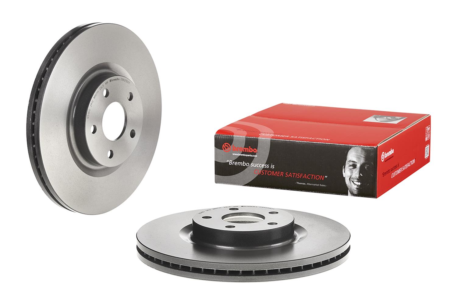 Brembo Prime UV Coated Brake Rotors for 2013-2020 FUSION, 2013-2016 MKZ - 09.N256.21 Rotor, Brembo, Vented, Solid Surface, 12.44 in. Diameter, Iron, UV-Coated, Ford, Each