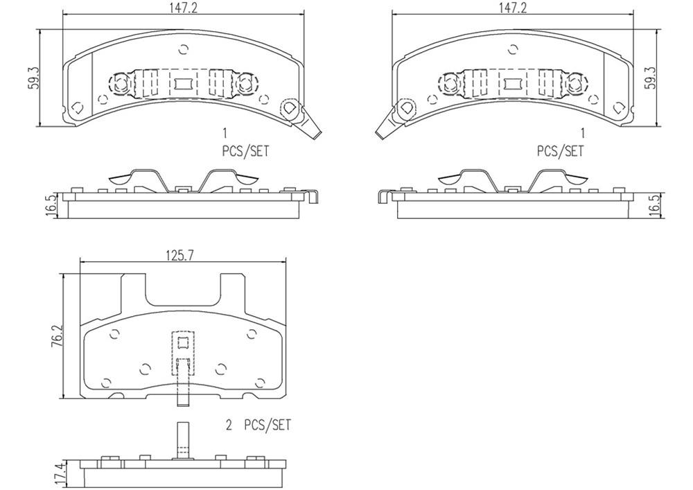 Brembo NAO Ceramic Brake Pads P10021N Pads, NOA Ceramic, Cadillac, Chevrolet, GMC, Dodge, Front, Set thumbnail 4