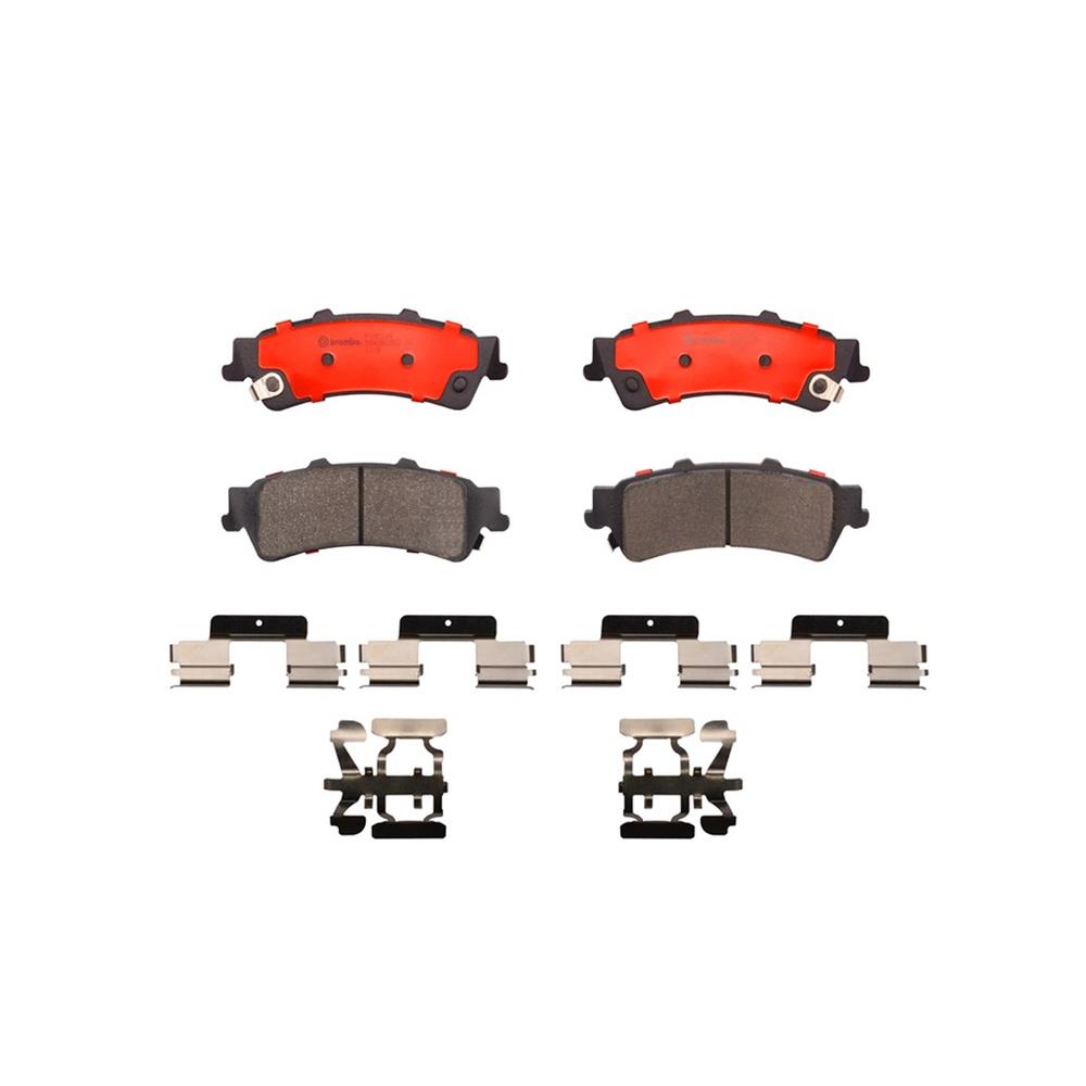 Brembo NAO Ceramic Brake Pads P10028N Pads, Brembo, Ceramic, Integrally Molded, Shims, with Hardware, Cadillac, Set