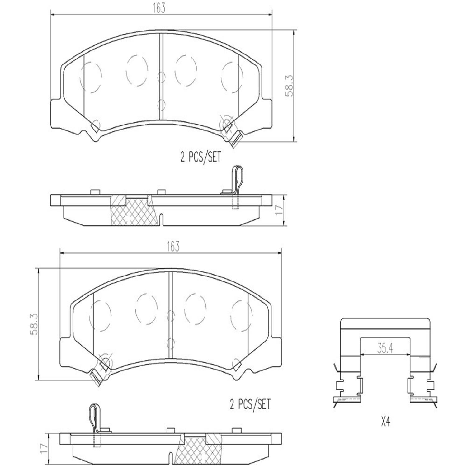 Brembo NAO Ceramic Brake Pads P10044N Pads, NOA Ceramic, Buick, Cadillac, Chevrolet, Front, Set thumbnail 4