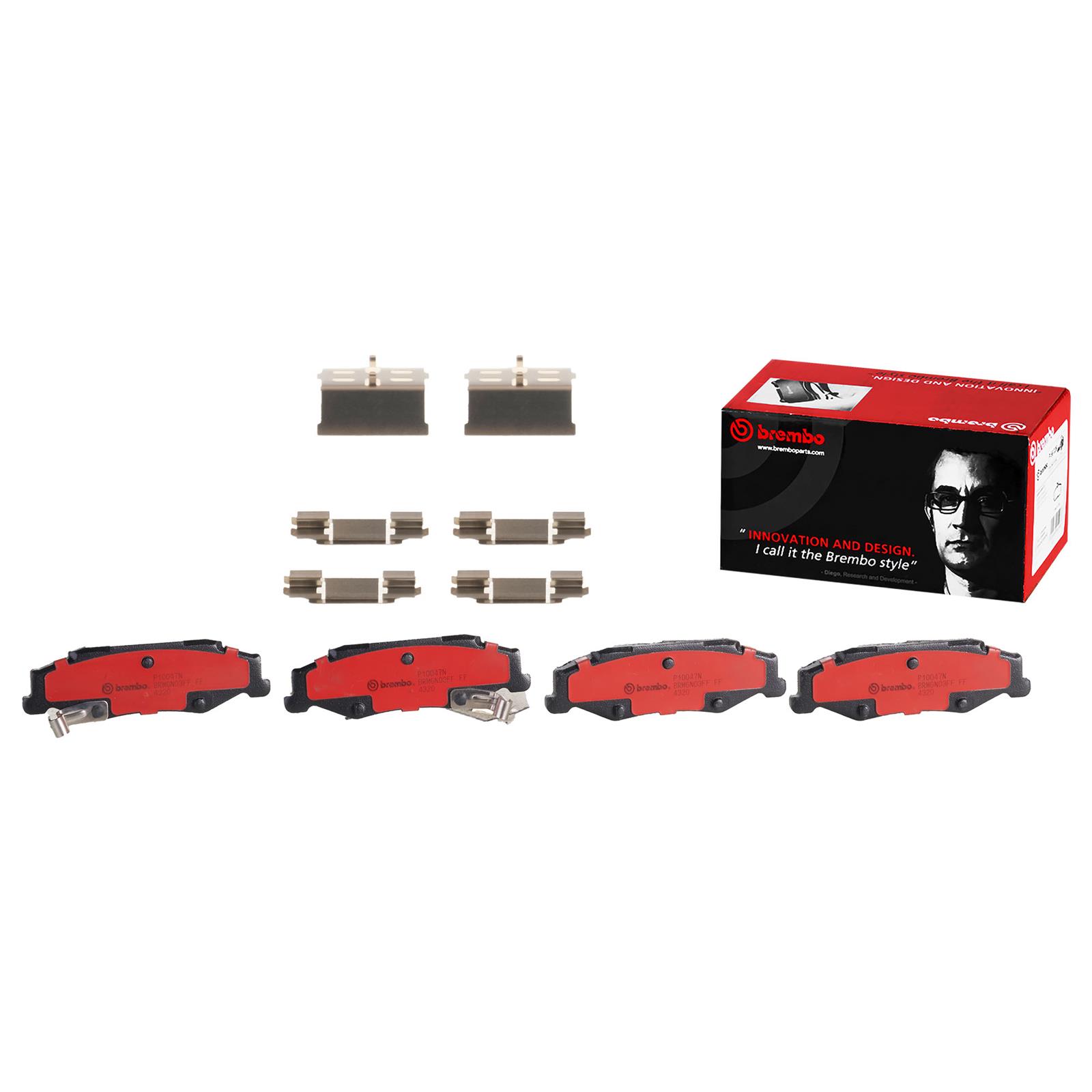Brembo NAO Ceramic Brake Pads P10047N Pads, NOA Ceramic, Cadillac, Chevrolet, Rear, Set