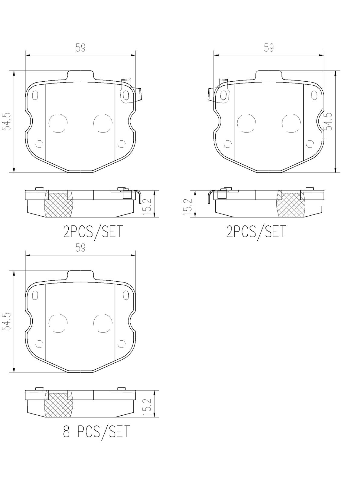 Brembo NAO Ceramic Brake Pads P10069N Pads, NOA Ceramic, Chevrolet, Front, Set thumbnail 3