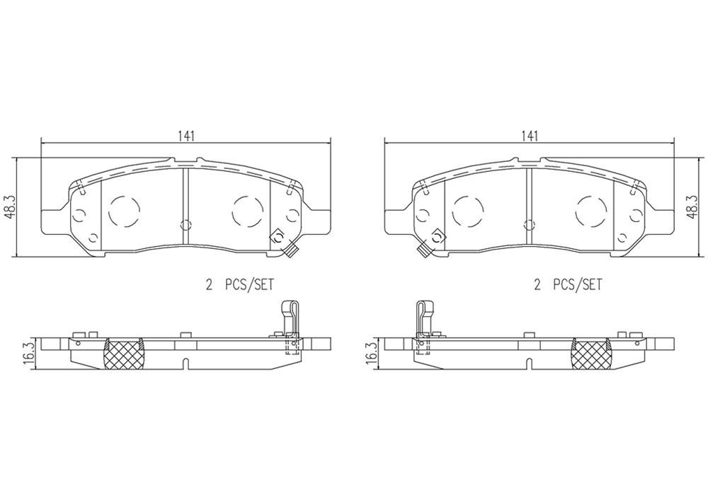 Brembo NAO Ceramic Brake Pads P18031N Pads, NOA Ceramic, Dodge, Rear, Set thumbnail 3